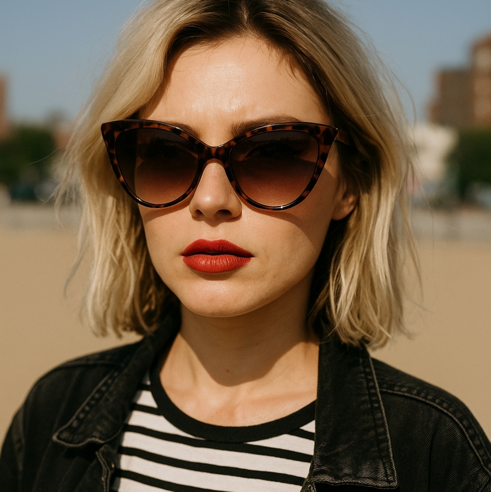 Oversized Cat Eye Sunglasses Tortoise Shell Frame Gradient Brown Lenses 100% UV